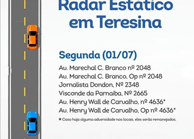 Radares da Strans nesta segunda-feira