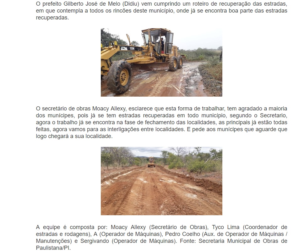 Reportagem sobre recuperação das estradas