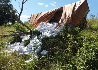 Veículo tombou na BR 222