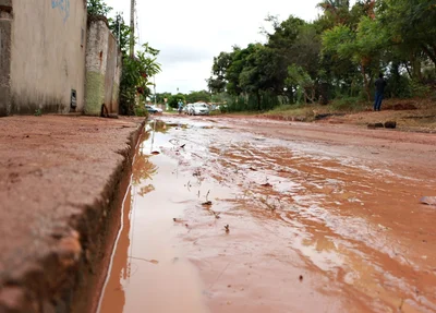 Água trouxe lama para a rua 