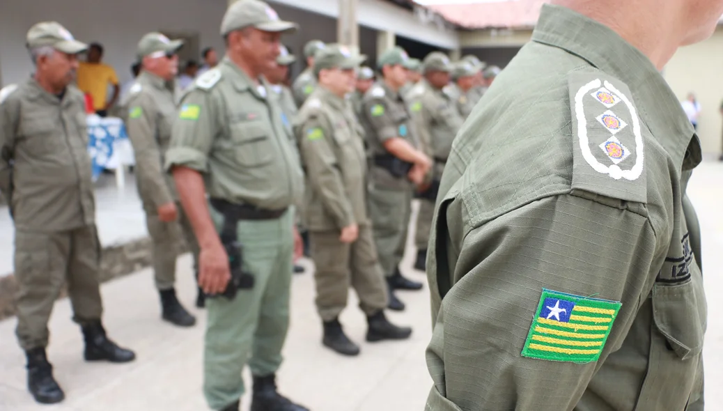 Policiais militares durante solenidade na Companhia do Promorar