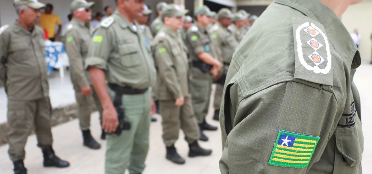 Policiais militares durante solenidade na Companhia do Promorar