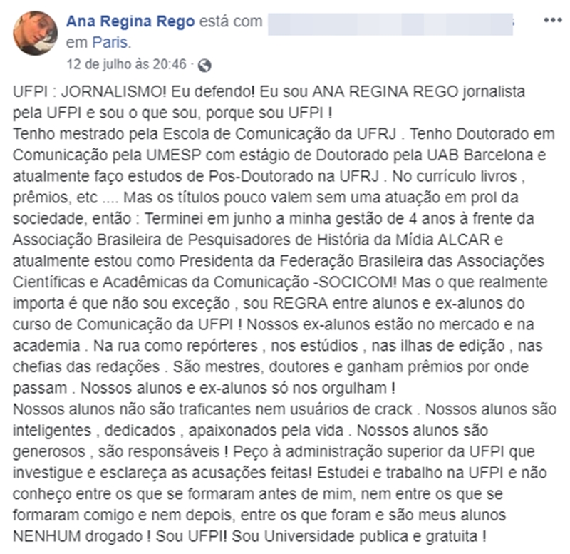 Texto publicado pela professora Ana Regina