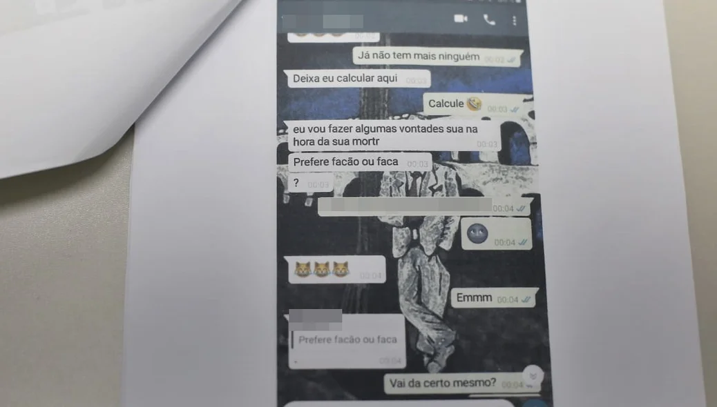 Troca de mensagens entre Ítalo e o acusado no WhatsApp