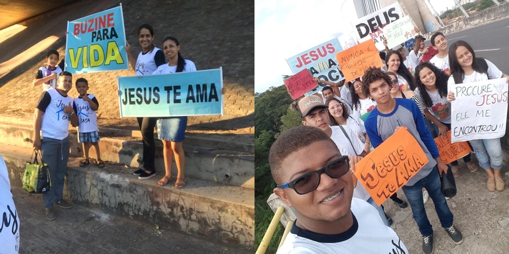 Voluntários do projeto na Ponte Estaiada