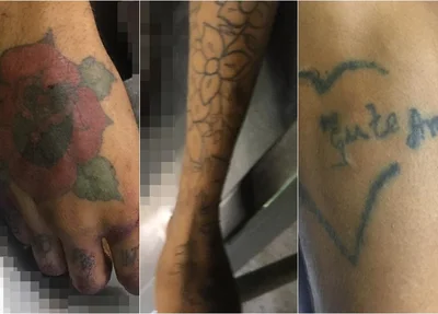 Imagens de tatuagens da vítima