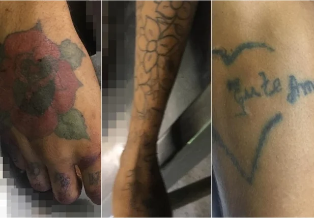 Imagens de tatuagens da vítima