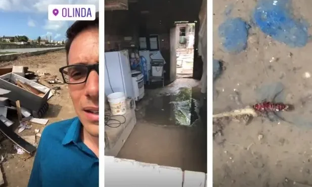 Barata sobe no pescoço de repórter