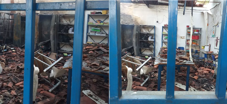 O local ficou destruído após o incêndio