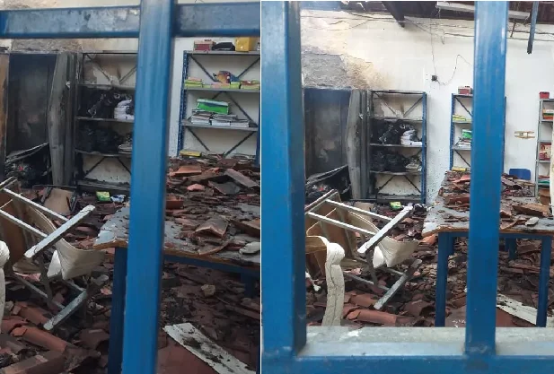 O local ficou destruído após o incêndio