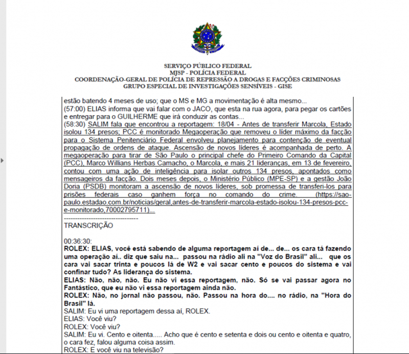 Diálogo membros do PCC