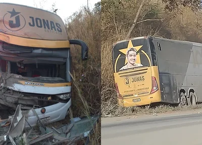 Ônibus da equipe do cantor Jonas Esticado