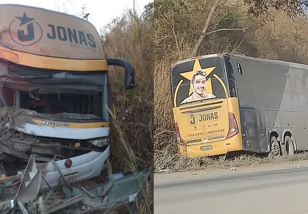 Ônibus da equipe do cantor Jonas Esticado