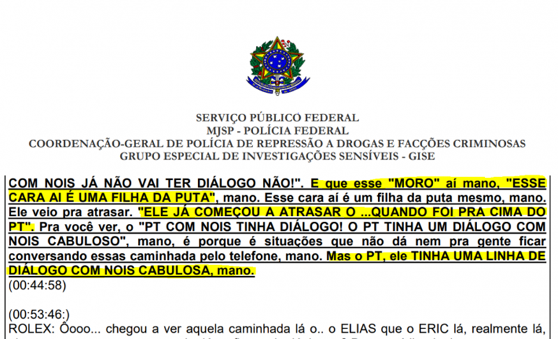 Reprodução de grampo da Operação Cravada