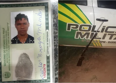 Suspeito do crime e arma usada no crime
