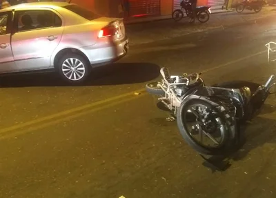 Sargento ficou ferido após acidente entre carro e moto