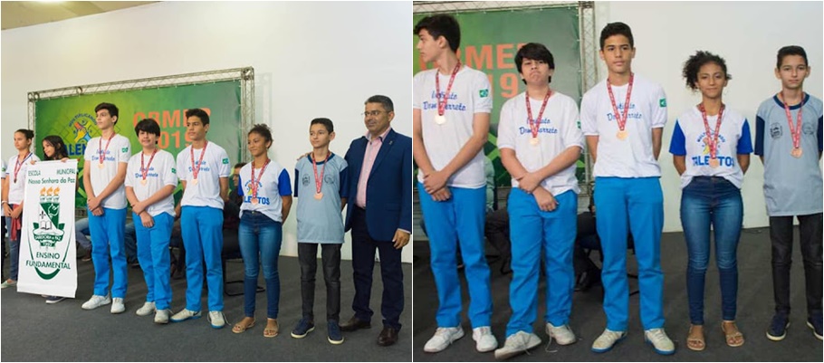 Na cerimônia, a jovem estudante buritiense recebeu a medalha de bronze