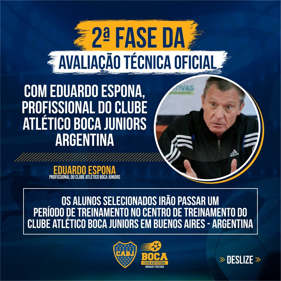 Coordenador do Boca Junior-ARG desembarca em Teresina para avaliação em escolinha de futebol do clube.