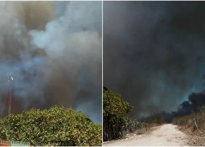 Incêndio de grandes proporções na zona rural de Canto do Buriti  