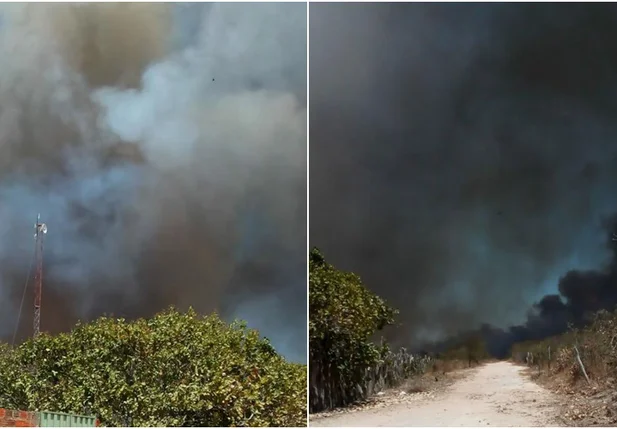 Incêndio de grandes proporções na zona rural de Canto do Buriti  