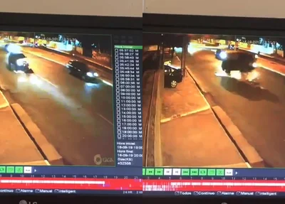 Câmera flagra capotamento de veículo na Avenida Universitária