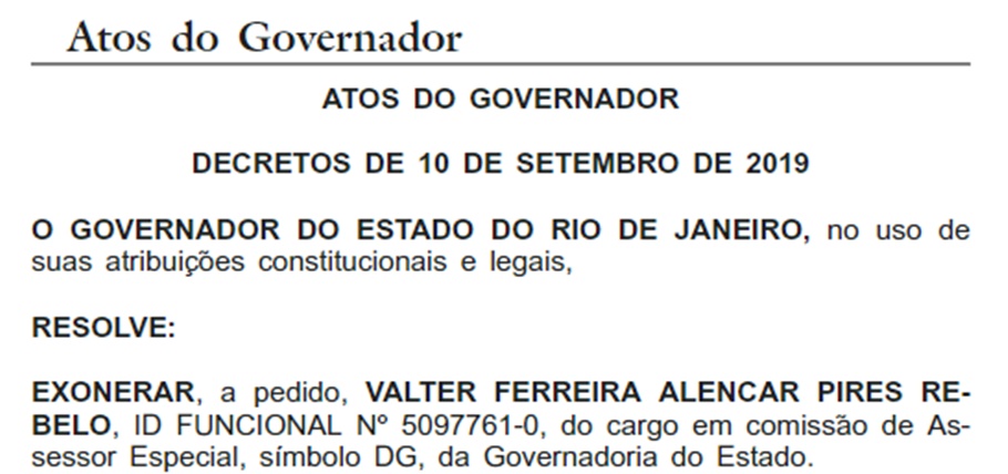 Exoneração de Valter Alencar