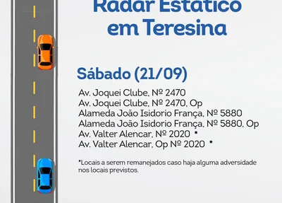 Locais com redutores de velocidade neste sábado (21)