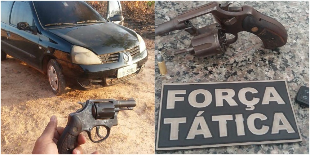 Carro e revólver calibre .38 apreendidos pela PM