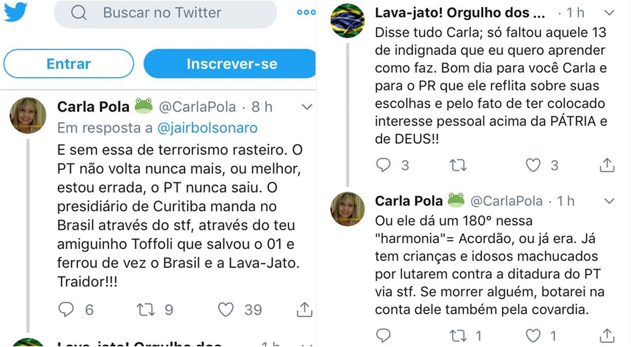 Bolsonaro é criticado no twitter 