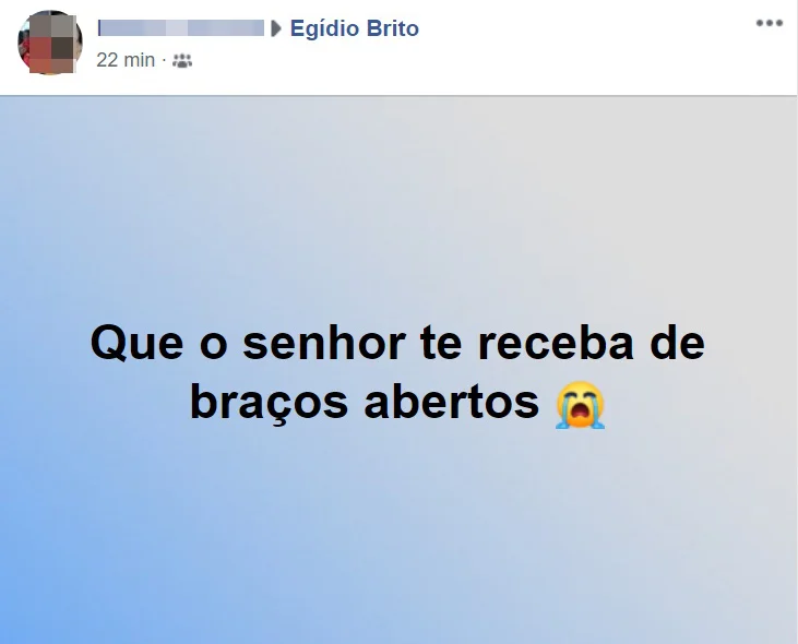 Amiga lamenta morte de Egídio