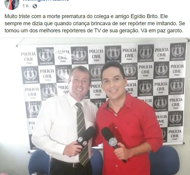 Wellington Raulino lamenta morte do amigo