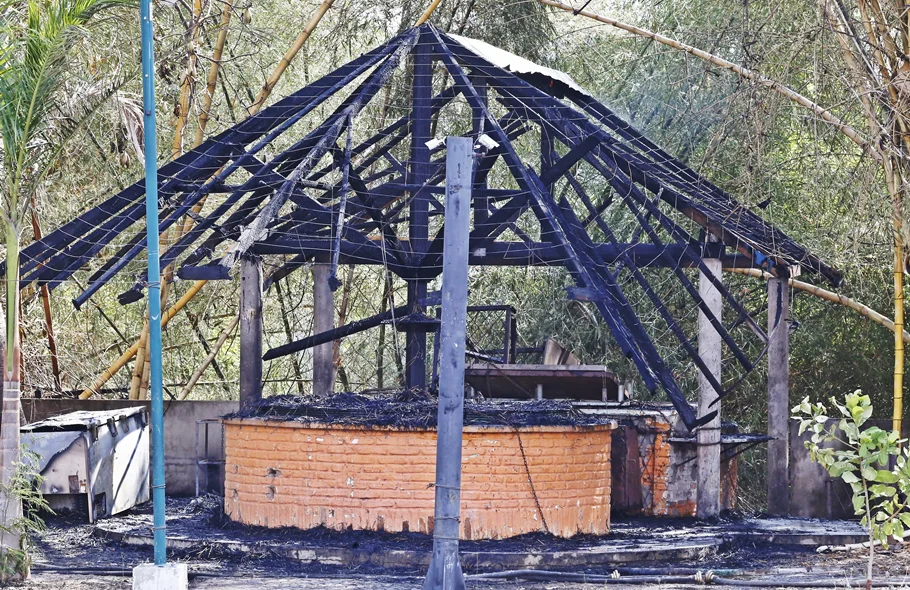Local onde ocorreu o incêndio