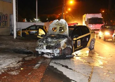 Carro da Strans após o incêndio