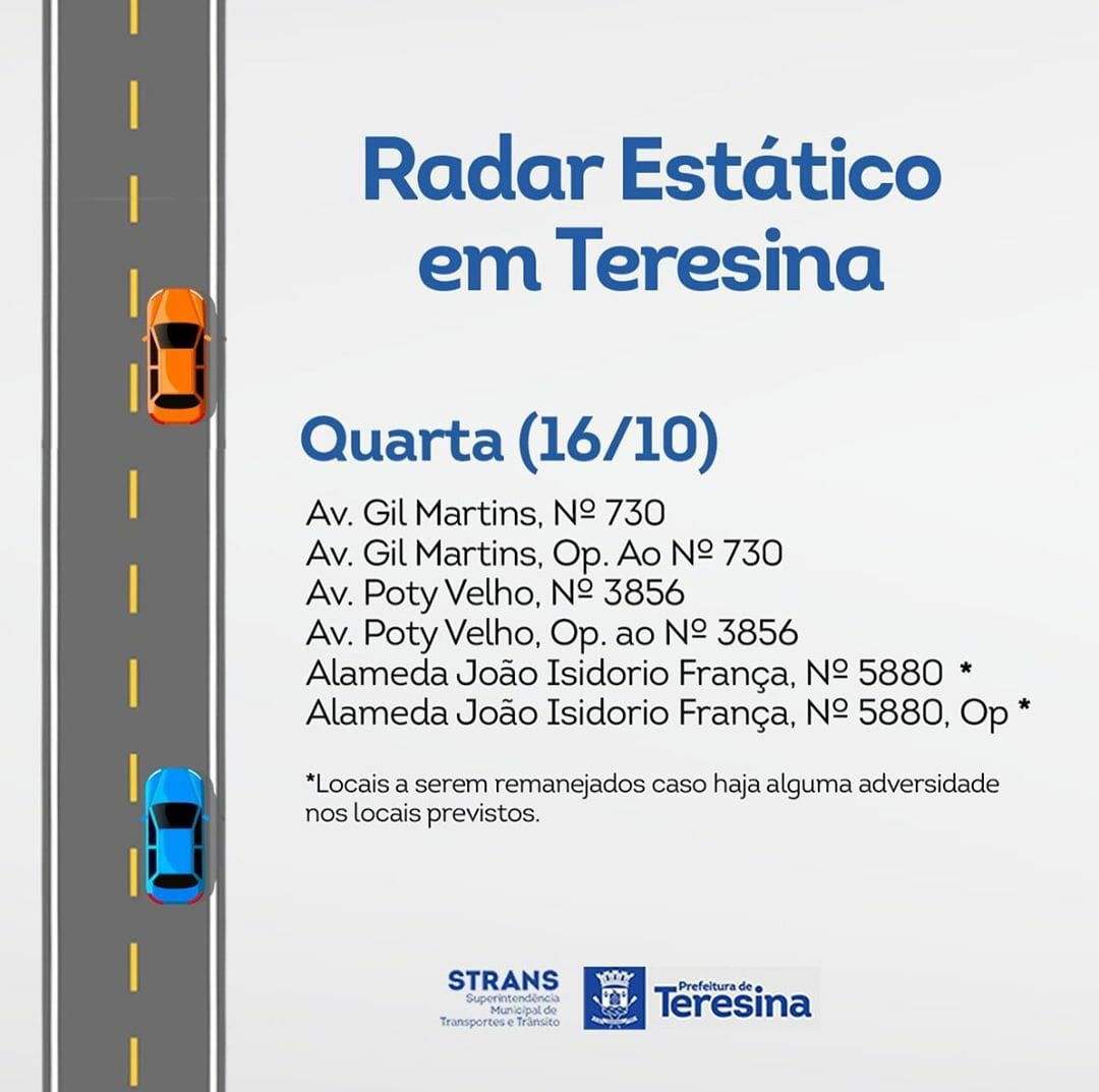 Strans divulgou os locais com radares