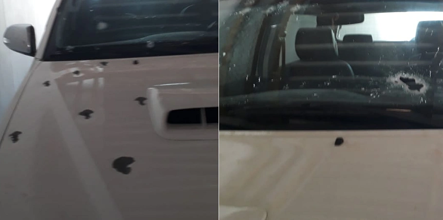Veículo alvejado com disparos de arma de fogo 