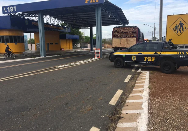 Carga de madeira apreendida na BR 316