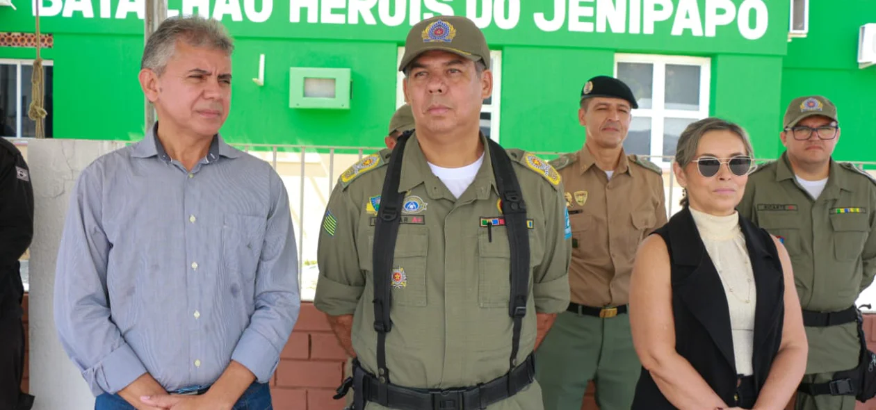 Paulo Martins, coronel Lindomar Castilho e vice-prefeita de Campo Maior Liége da Cunha