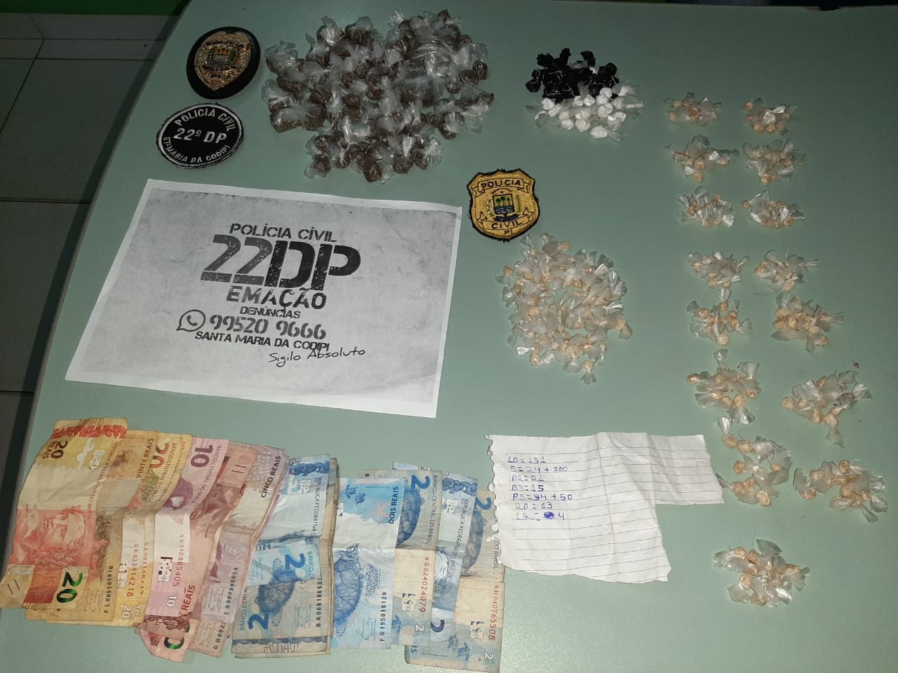 Material encontrado durante a ação policial