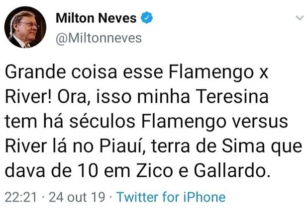 Postagem do Milton Neves