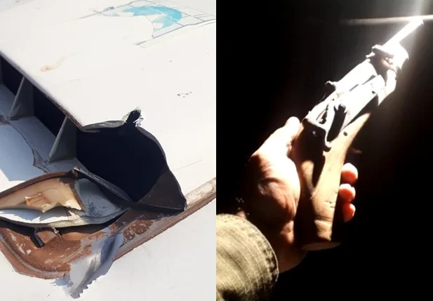 Assaltantes disparam contra a viatura da Polícia Militar durante a ação