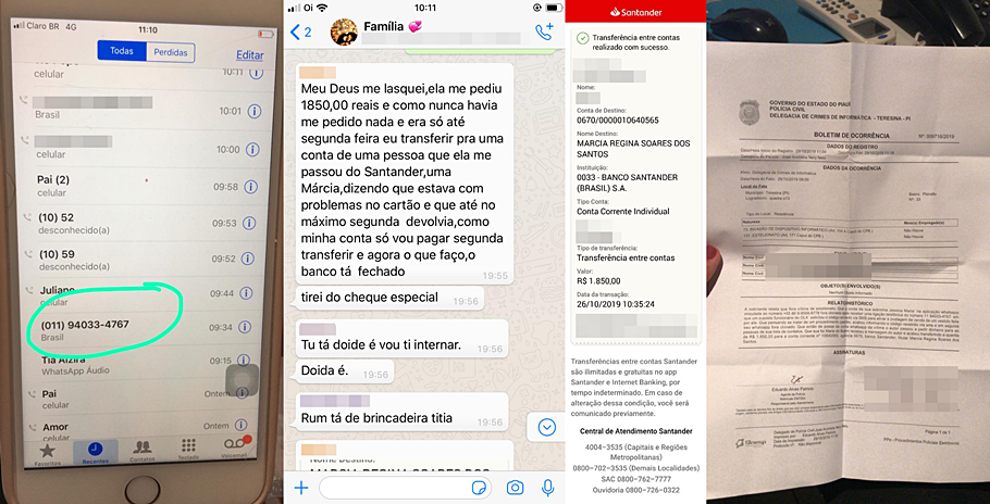 A vítima teve sua conta hackeada
