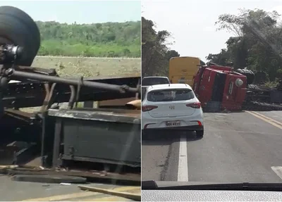 Caminhão tomba na BR 343