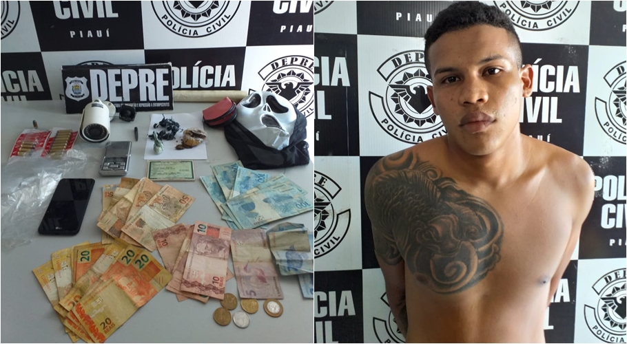 Douginha foi preso com o material apreendido