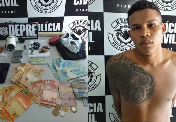 Douginha foi preso com o material apreendido