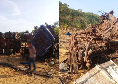 Carreta ficou totalmente destruída