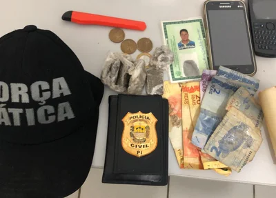 Material encontrado em poder do suspeito