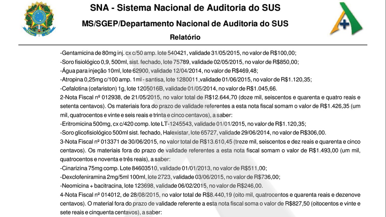 DENASUS constatou irregularidades 