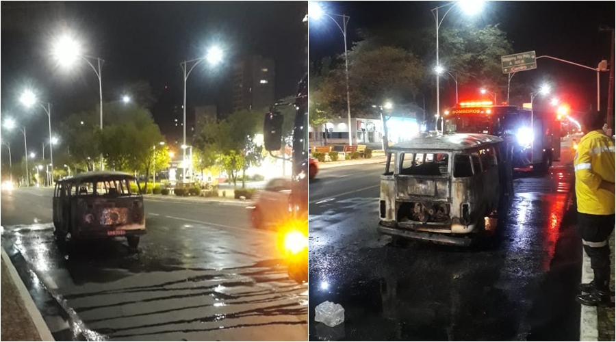 Veículo Kombi pegou fogo