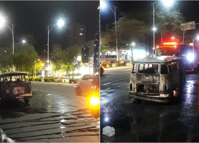 Veículo Kombi pegou fogo
