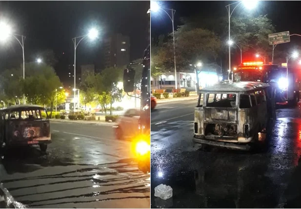Veículo Kombi pegou fogo